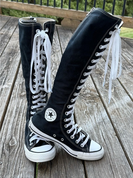 Converse Shoes - Converse Chuck Taylor All Star XXHi Knee High Tall Sneakers Black White Womens 6
